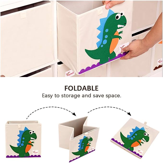 SITAKE 2 Pcs Foldable Animal Toy Storage Box/Bin/Cube, Collapsible Storage Organizer Chest Basket Container for Kids, Toddlers, Boys and Girls(13 x 13 x 13 Inch, Tiger & Koala)
