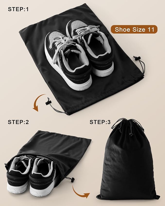 2 Pcs Shoe Bags for Travel, Dust Velvet Bags, Black Beauty, 17.3x12.6 Inch | Washable & Reusable Travel Shoe Bags, Dustproof Shoe Bags with Drawstring Closure, Suitable for Travel, Home Storage