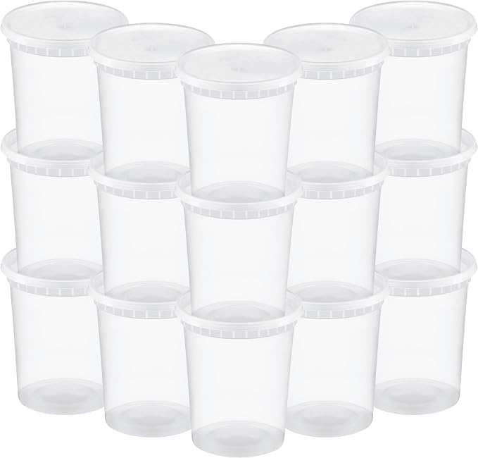 TashiBox 48 Sets 32 oz Plastic Deli Containers with Lids - Clear Airtight Food Storage & Meal Prep Containers, BPA Free, Stackable, Leakproof, Microwave & Freezer Safe