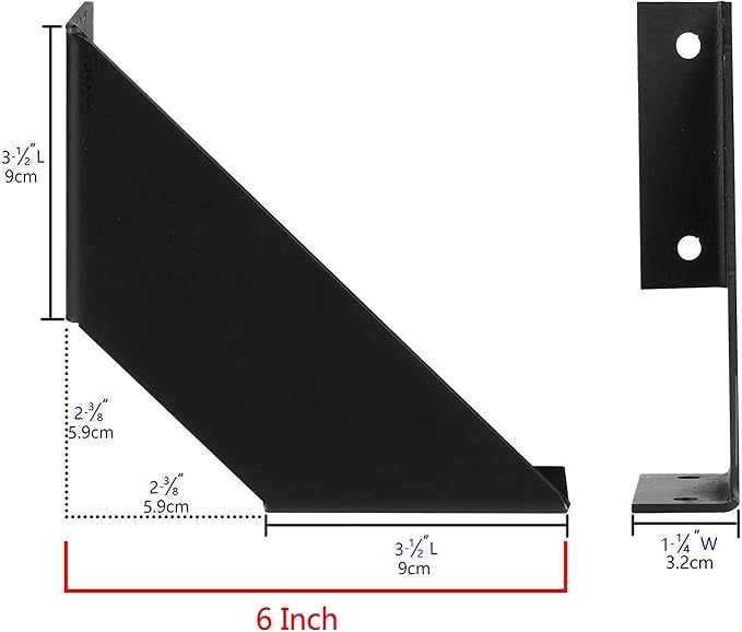 FOYO 4 Heavy Duty Angle Shelf Brackets Floating Shelves Support Brackets, 6-Inch