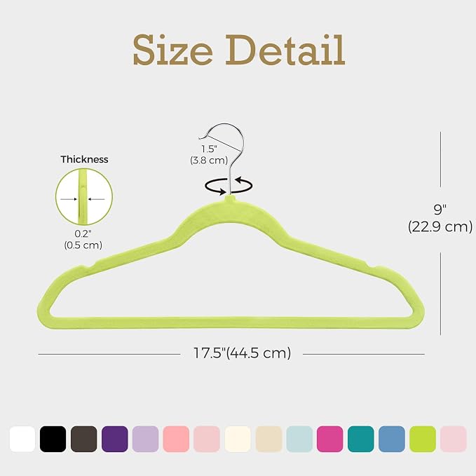 HOUSE DAY Vibrant Green Velvet Hangers 60 Pack, Non Slip Clothes Felt Hanger Heavy Duty for Coat, Premium Slim Space Saving Suit Hangers for Closet Organizer, 360° Rotating Silver Hook