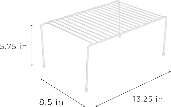 Smart Design Cabinet Storage Shelf Rack - Medium (8.5 x 13.25 Inch) - Steel Metal Wire - Cupboard, Plate, Dish, Counter & Pantry Organizer Organization - Kitchen [White]