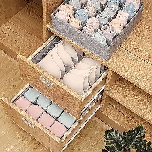 Kaxich Bra Underwear Drawer Organisers, Collapsible Closet Dividers Wardrobe Storage Organiser Foldable Underwear Organi