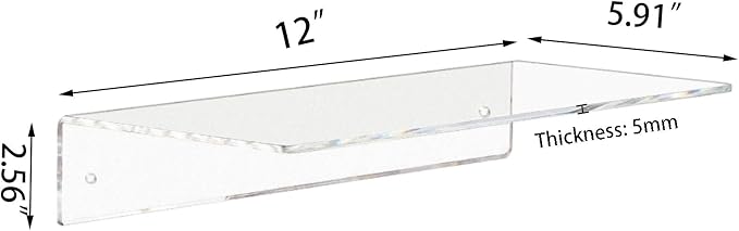 Weiai Clear Acrylic Floating Shelves 12 Inch Wall Mount Shelf for Storage 4pack