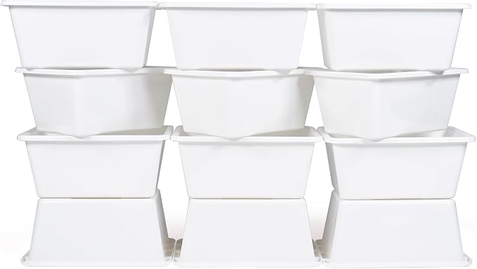 Humble Crew Small Plastic Storage Bins for Kids, Set of 12 Sturdy Toy Organizer Bins for Playroom, Nursery, Classroom & Bedroom Storage, White