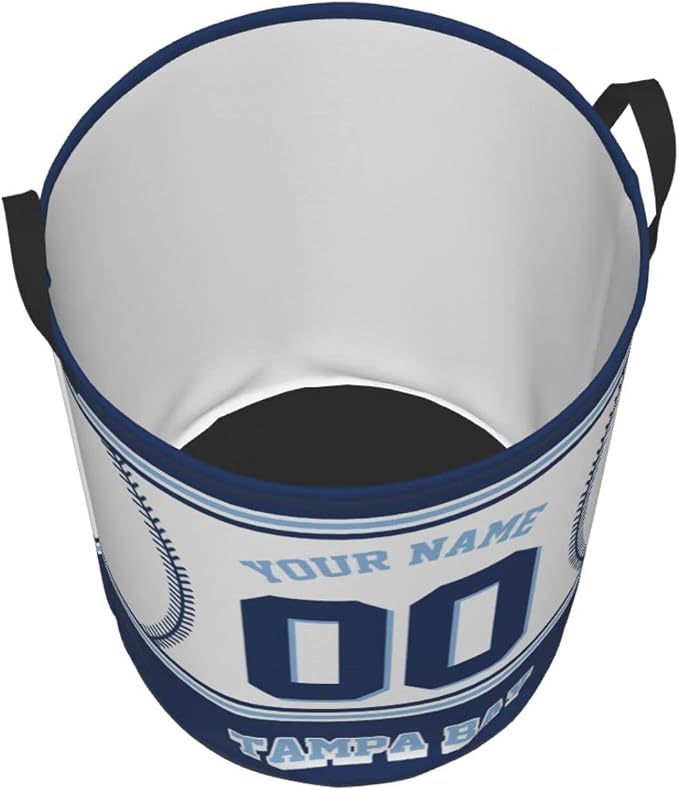 Custom Tampa Bay Laundry Hamper Personalized Laundry Basket Customized Name And Number Collapsible Storage Basket for Bedroom Bathroom Living Room Baseball Fan Gifts
