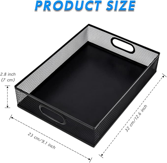 2Pcs Desk Drawer Organizer, Stable Metal Mesh Desk Storage Tray, Versatile Storage Box Set for Office Home Supplies,13 x 9 inches