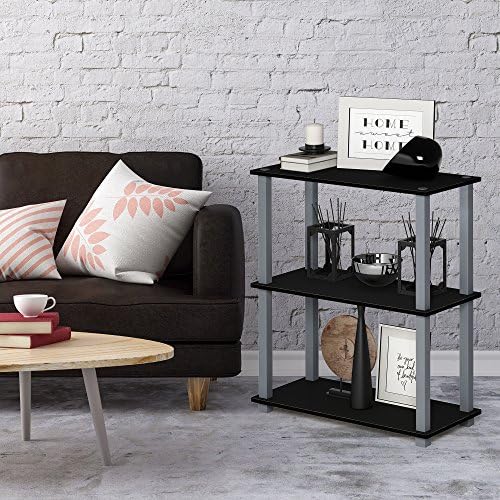 Furinno TURN-S-TUBE Storage Shelves, 3-Tier Book Shelf, Corner Shelf, Toolless Open Shelves, for Organization and Storag