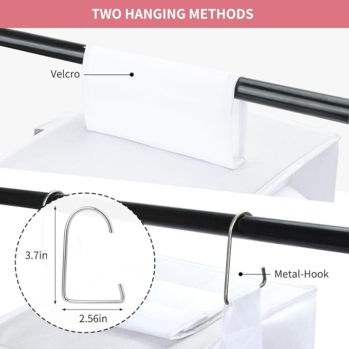 Fixwal Weekly Kids Clothes Organizer 6-Shelf Hanging Closet Storage White