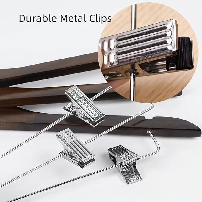 20 Pack Wooden Hangers with Clips High-Grade Wooden Suit Hangers Skirt Hangers with Clips S Wood Hanger with Durable Metal Clips for Blouse, Dress, Coat, Jacket (Vintage, 20)