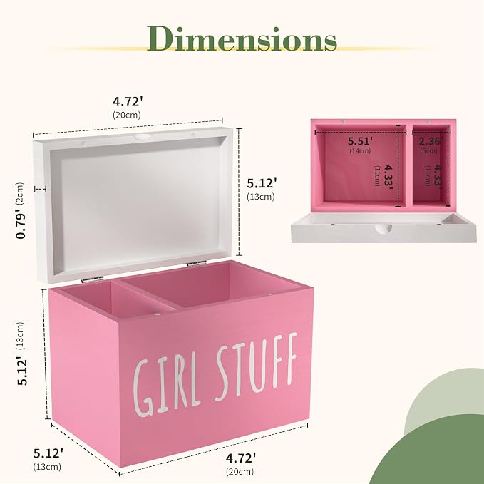 Tampon Holder for Bathroom with Hinged Lid, Feminine Product Organizer, Bathroom Period Products, Toilet Organizer, Bathroom Accessories Box for Girl Stuff (Pink)