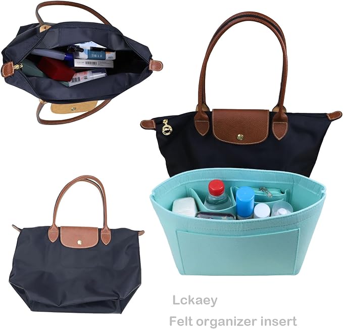 Lckaey bag Organizer Insert for Longchamp Le Pliage Neo(Large) Handbags Insert Organizer 1012hu blue-L
