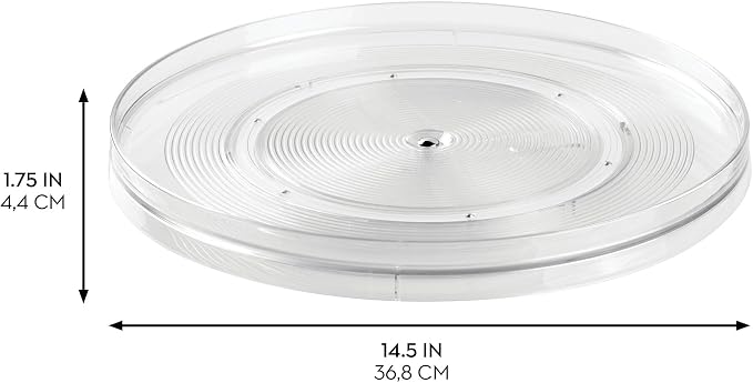 iDesign Plastic 14.5-Inch Round Lazy Susan Organizer, Set of 4, Clear | Kitchen or Pantry Storage