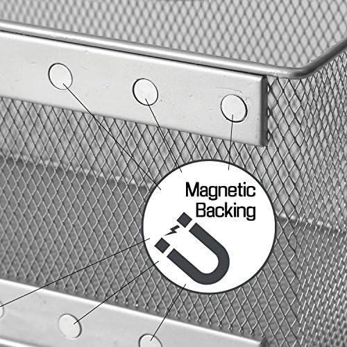 YBM HOME Wire Mesh Magnetic Storage Basket, Trash Caddy, Container, Desk Tray, Office Supply Organizer Silver for Refrig