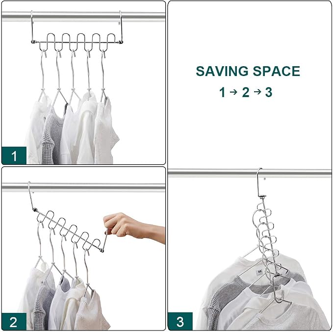 Meetu Closet Organizer - 9.5 Inch Cloth Hanger Magic Space Saving Hangers for Wardrobe Organization (Pack of 8)