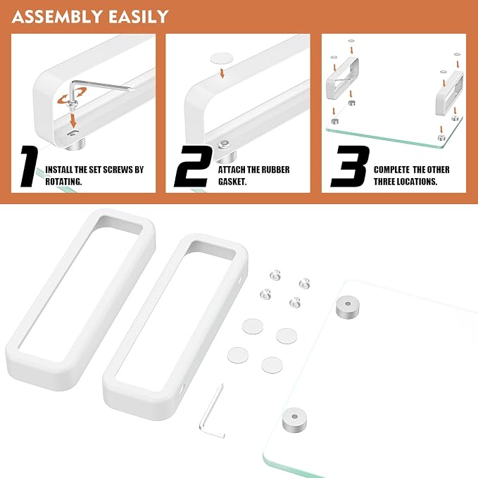Hemudu Clear Computer Monitor Stand Riser Multi Media Desktop Stand for Flat Screen LCD LED TV, Laptop/Notebook, with Tempered Glass and Metal Legs, HD02T-001