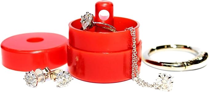 Lion Latch Travel Jewelry Box Case, Ring Holder on Shark Tank - Ring Holder for Women Girls with Keychain, Small Jewelry Organizer Boxes, Portable Ring Keeper Key Chain, Jewelry Storage Case