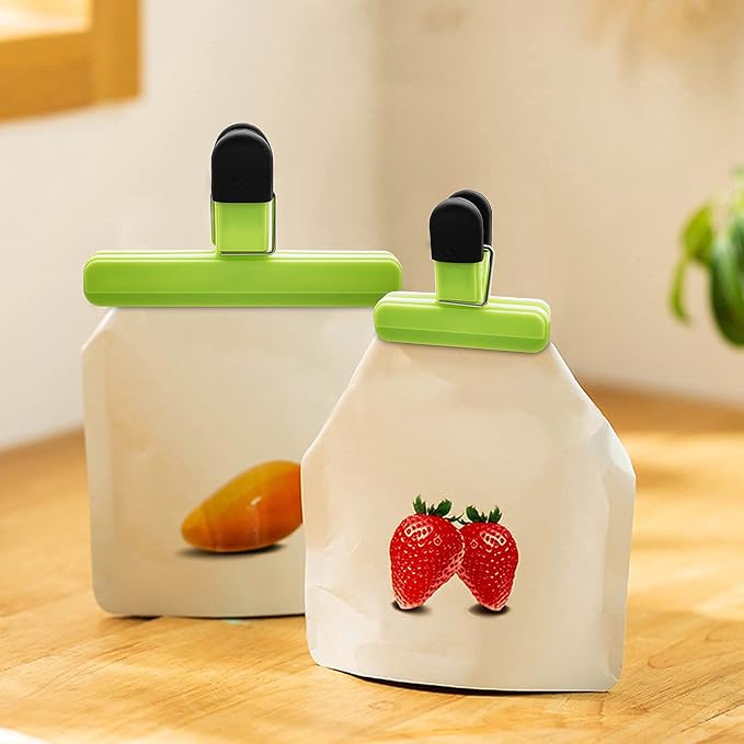 Chip Bag Clips 9pcs Air Tight, Heavy Duty, Sturdy Plastic Clips for Food Storage Assorted Sizes Food Bag Clamps for Kitchen Snacks