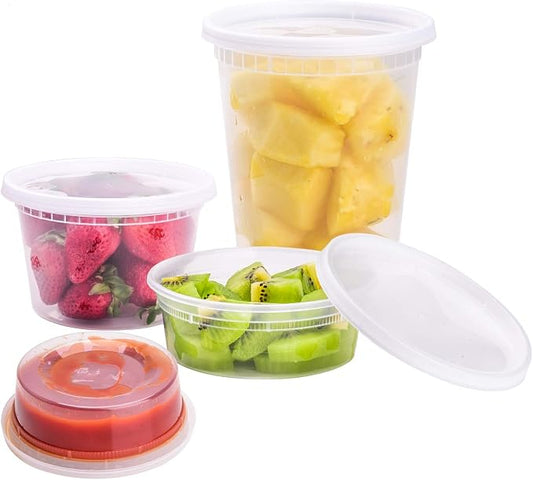 TashiBox [8 oz,16oz,32oz,48Sets,16Sets each size Plastic food storage containers with lids airtight,BPA Free,Microwave/Dishwasher/Freezer Safe