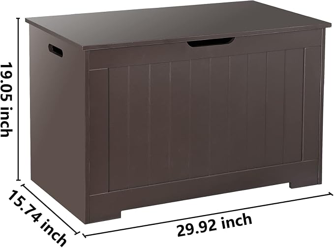 LEMY 30 Inches Entryway Storage Bench Wooden Toy Storage Chest Trunk Box Bed Stool for Any Playroom, Bedroom and Living Room Espresso