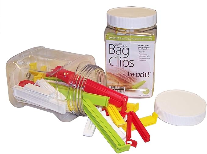 Linden Sweden Twixit Bag Clips - Keep Food Fresh, Stop Spillage - Easily Date Stamp Frozen Bags - Chip Clips for Storage and Organizing - Microwave, Freezer & Dishwasher-Safe - BPA-Free - Set of 27