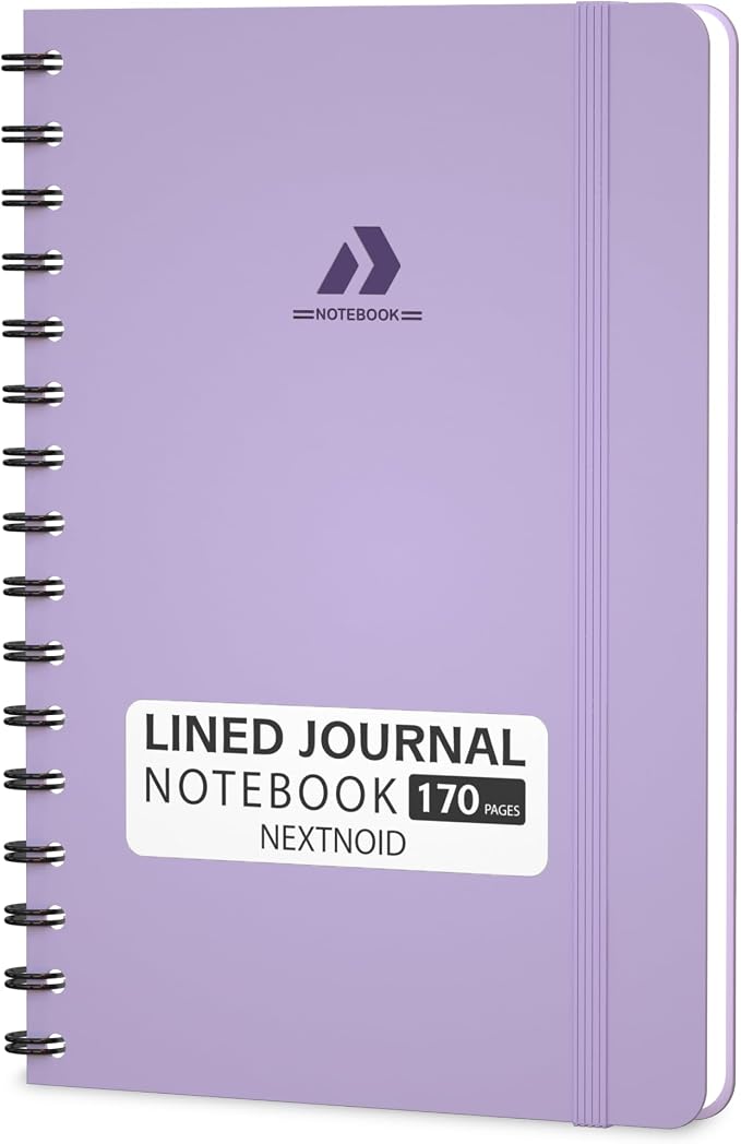 Nextnoid Lined Spiral Notebook Journal For Women & Men - A5(5.8" x 8.3") 170 Pages, Hardcover Notebooks for Work & Note Taking, College Ruled Journals for Writing - Purple