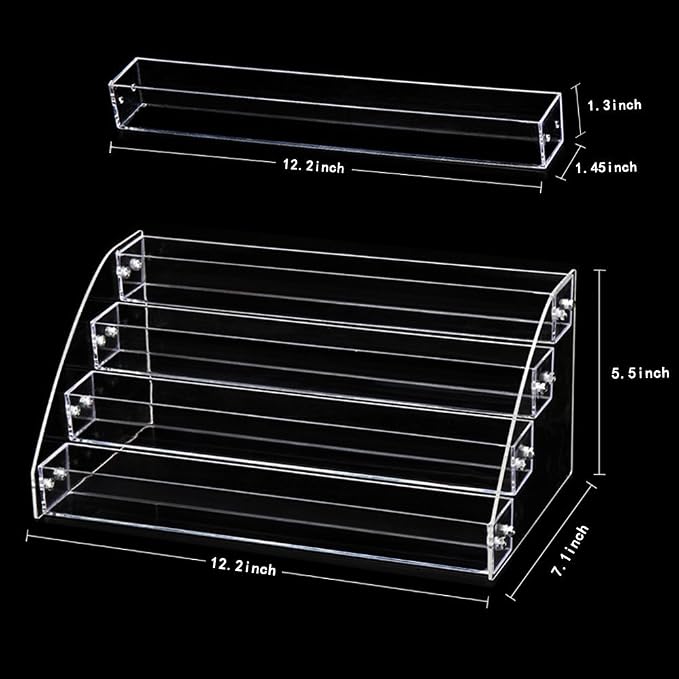 4 Tiers Makeup Holder Tiered Acrylic Organizer for Lipstick Nail Polishes Eye Shadow Toy Collection Dresser Reagent Container Retail E ssential Oils Liquids Paint Oil Bottle Display Rack Stand Station
