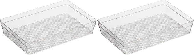 Oggi Clear Drawer Organizer | 6" X 9" | Pack of 2 | For Kitchen & Office | Utensil Storage