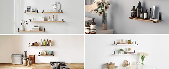10 Pack - 11.25" L x 6" H x 1.5" W J Lip Shelf Brackets Rustic Farmhouse Iron Wall Floating Shelf Bracket Metal Shelf Bracket Industrial Shelf Supports with Screws Black