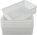 Plastic Storage Trays Baskets/Organizing Baskets, Set of 6 (White) | 13.2 Inches x 9.6 Inches x 3.6 Inches, Perfectly Fits A4 Papers, Documents and Daily Small Supplies