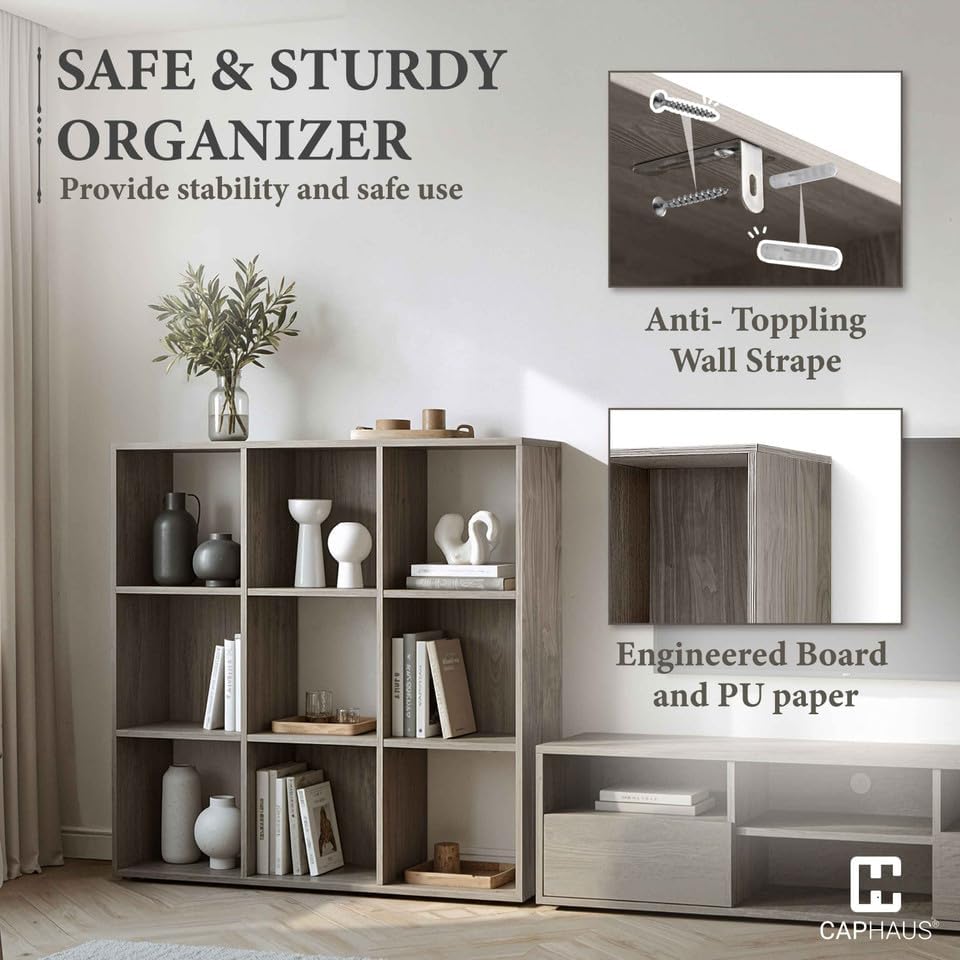 Fencer Wire 11-Inch Cube Storage Organizer Shelf w/Back, with Exterior Edge, Room Storage Shelves Divider, Bookcase, 8-C