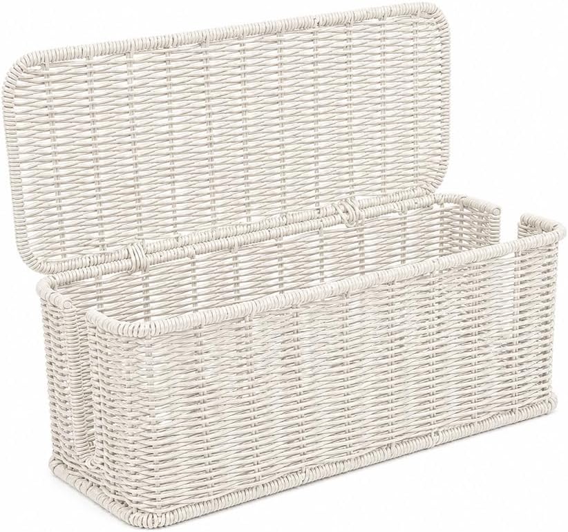 Cable Management Box, Handmade Rattan Cord Organizer for Power Strip