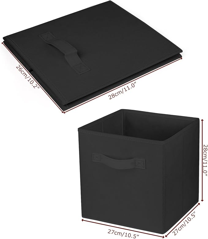 3 Pcs Storage Cubes, 10.5 Inch Collapsible Storage Bins, Fabric Foldable Bins for Organization, Durable Storage Bins for Closet, Shelves, Offices (Black)