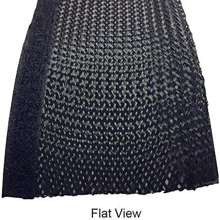 Electriduct 3" Side Entry Cable Wrap Braided Sleeving with Hook & Loop Fastener - 50 Feet (Black)