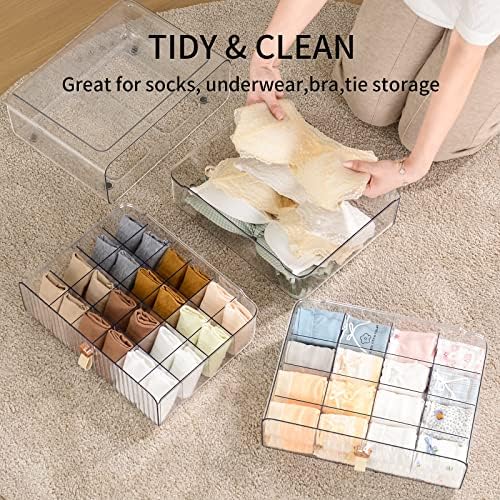 Underwear Drawer Organizer, Stackable Bra Organizer for Closet, 1 Cell Bra Storage, Sock and Underwear Organizer, Closet Organizers and Storage Drawer for Bra, Socks, Tie, Belt, Scarf