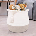 Large Cotton Rope Basket, Woven Storage Basket for Toy, Laundry and Blanket Organizer, Round Hamper Basket with Handles for Kid's Room 17.7"x16.9"