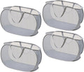 4 Piece Popup Mesh Laundry Basket Durable Handles Collapsible Laundry Baskets Folding Clothes Pastic Hamper for Laundry Room College Dorm (Gray)