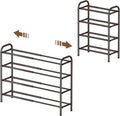 Gonfoam Shoe Rack for Closet, Expandable Shoe Organizer Storage Shelf, Adjustable Metal Free Standing Small Closet Shoe Rack for Entryway, Doorway (4-Tier Bronze)