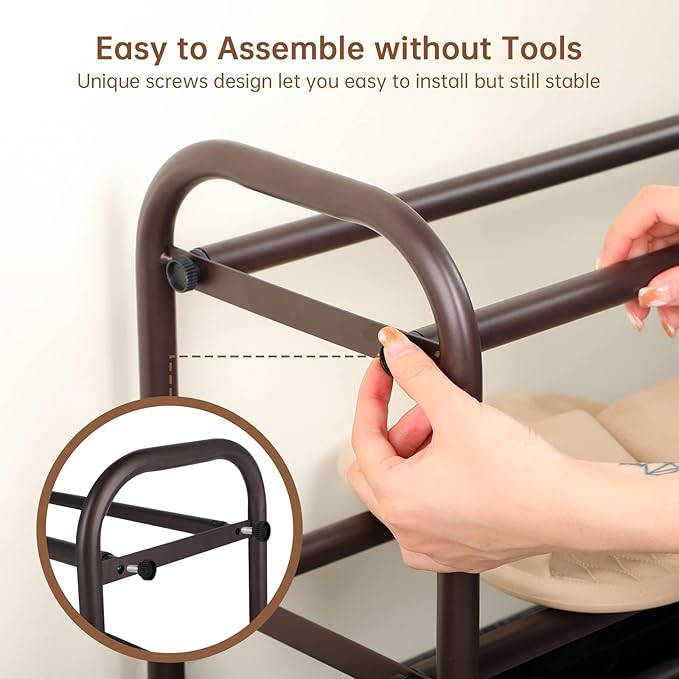 Gonfoam Shoe Rack for Closet, Expandable Shoe Organizer Storage Shelf, Adjustable Metal Free Standing Small Closet Shoe Rack for Entryway, Doorway (2-Tier Bronze)