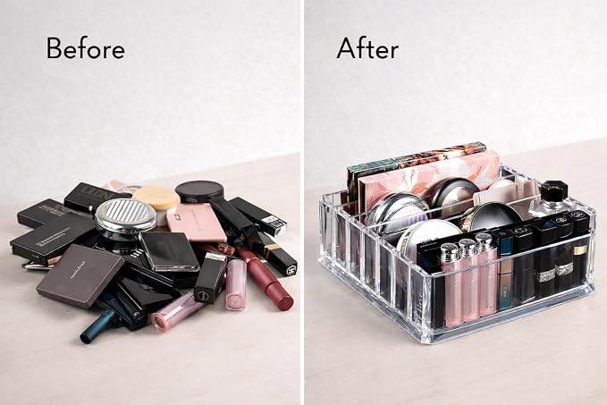Makeup Organizer for Eyeshadow Palette Organizer, 8 Section Divided Makeup Palette Holder for Vanity Drawer Countertop