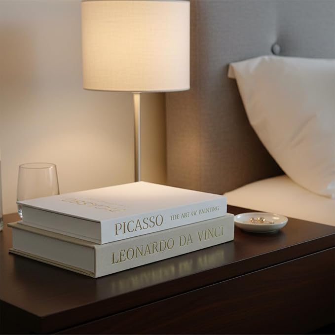Decorative Books with Picture Frame Set - Set of 2 Decorative Books for Home Decor - Linen Faux/Fake Book for Coffee Table, Bookshelf or Bedside Decor - Hidden Storage Box for Remote & Photo