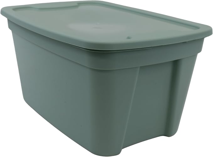 Edge Plastics Classic Storage Tote, durable storage in for home or garage with secure snap lid designed for stacking (6, Light Green, 5 Gallon)
