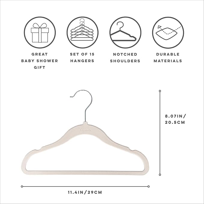 3 Sprouts Baby Closet Organizer Set, 15 Hangers, 8 Dividers, Cream/Terrazzo | 15 velvet hangers, 8 size dividers, Baby clothes closet dividers, Infant to toddler clothing, Matching nursery colors