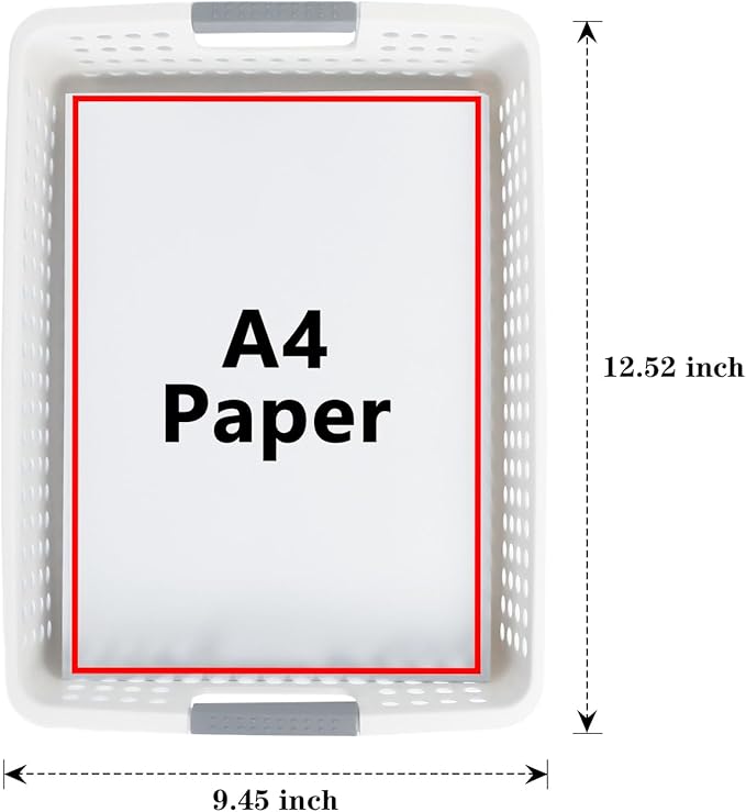 Soddeph A4 Paper Trays for Classroom with Grip Handles,Book Baskets for Library, Drawers, Office, Home,Desk,Turn in Trays Classroom Plastic Storage Baskets