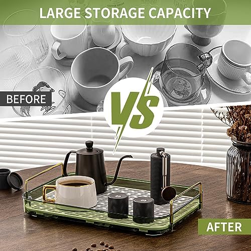 Coffee Bar Accessories, Station Organizers,Large Capacity Storage with Drain Board,Whisky Tray,Mug Tea Cup Holder Coffee