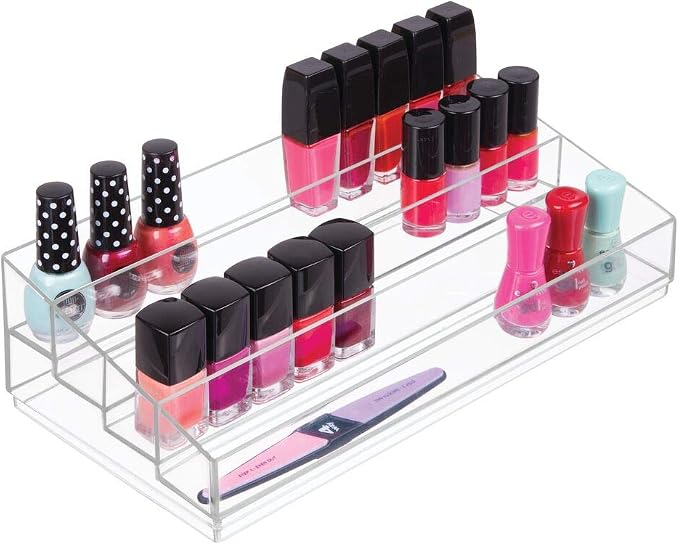 iDesign Tiered Cosmetics & Nail Polish Organizer, The Clarity Collection – 12.75 IN X 6.5IN X 3.75 IN, Clear