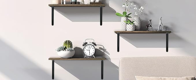 24 Pack L22 x H 12" Black Heavy Duty Shelf Brackets with Screws Metal Shelf Brackets Shelf Support Angle Brackets for Shelves L Brackets Heavy Duty Floating Shelf