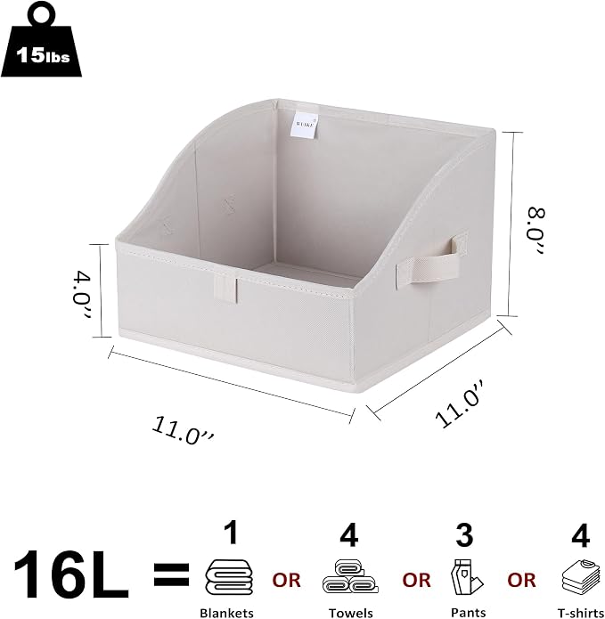WUIKE 3 Pack Large Closet Storage Bins, Trapezoid Basket, White & Beige | Fabric Storage Baskets with Handles, Purse Organizer for Vloset, for Clothes, Sheets, Blankets and Shelves