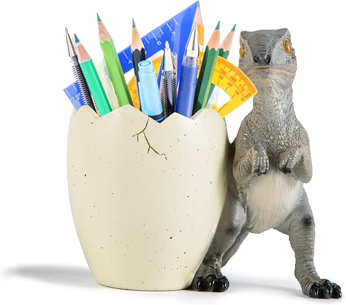 Cute Pencil Holder Funny Dinosaur Desk Accessories,Pen Organizer for Home and Office Decorative Supplies,Decor Toothcup,Resin Gift for Man and Women