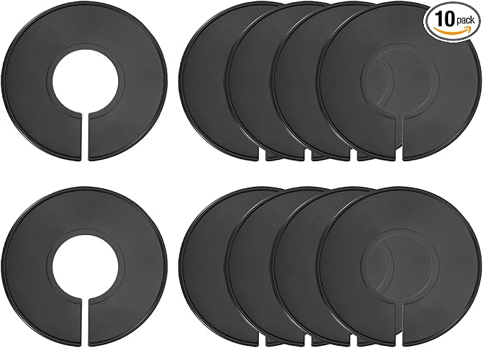 uxcell 10 Pcs Clothes Dividers,Round Closet Rack Dividers Clothing Rack Size Dividers Blank Labels Writable & Reusable for Hanging Clothes Sorting Size, Black